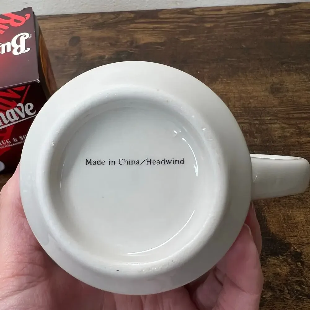 Vtg Burma Shave Mug & Soap Set Kit Retro Ceramic Cup Grooming Skincare Self Care